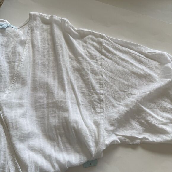 NWT Blue Sol White on White Striped Mock Wrap Blouse Women’s Size Large - Picture 9 of 9